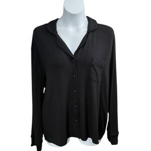 SKIMS Soft‎ Lounge Rib Button Front Sleep Top Onyx Size 2X NWT